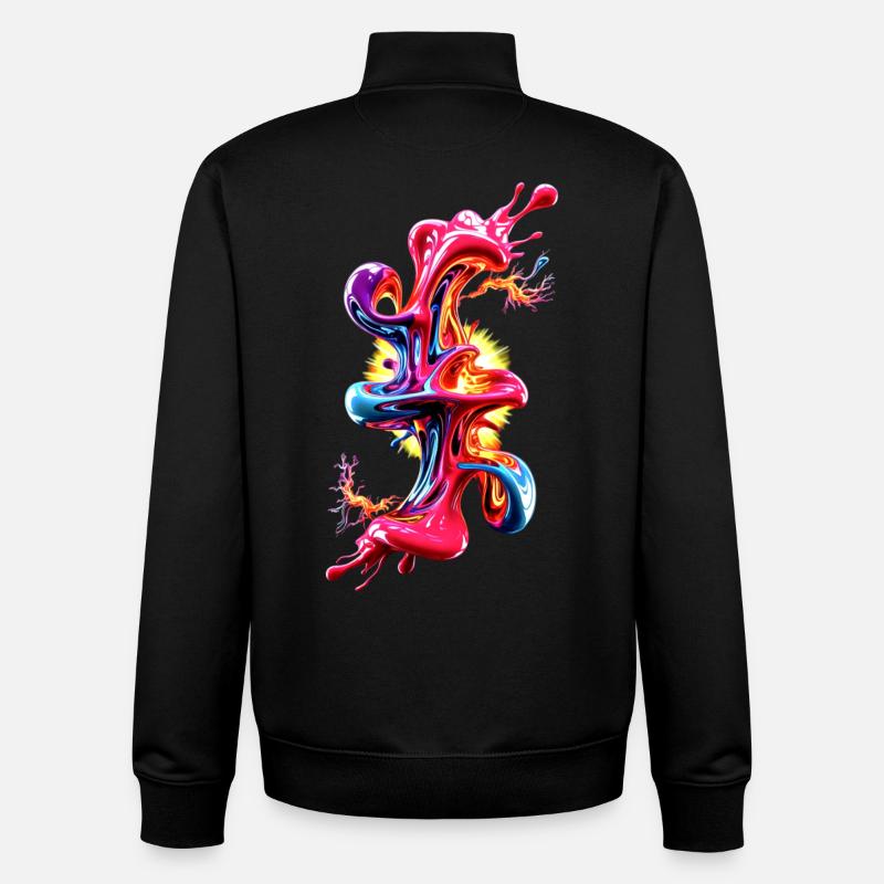 Fluide d’Art Liquide Abstrait - Sweat zippé unisexe en coton bio Stanley/Stella - noir