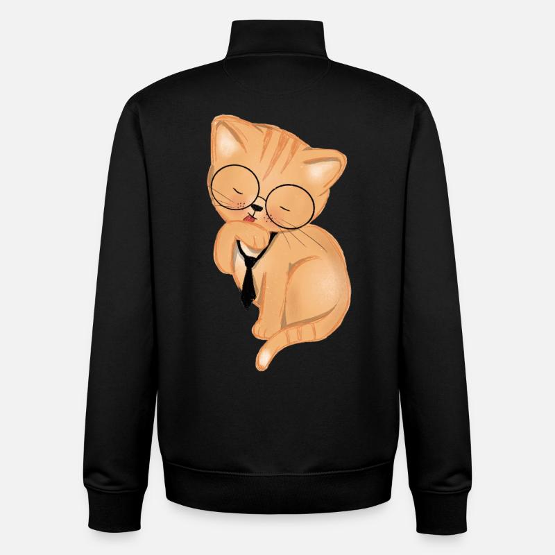 Chat de bureau avec cravate - Sweat zippé unisexe en coton bio Stanley/Stella - noir