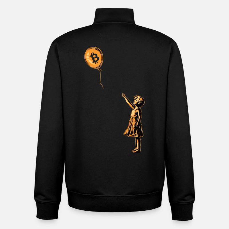 Fille Ballon Bitcoin - Sweat zippé unisexe en coton bio Stanley/Stella - noir