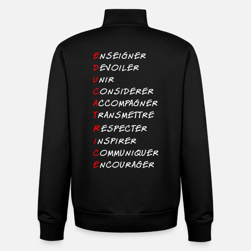 Éducatrice - Sweat zippé unisexe en coton bio Stanley/Stella - noir