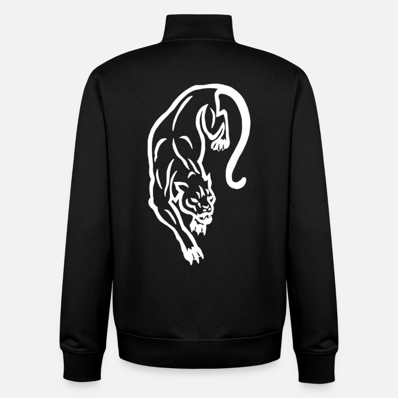 Silhouette de panthère blanche - Sweat zippé unisexe en coton bio Stanley/Stella - noir