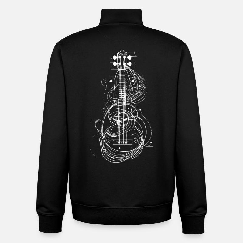 Ukulele Drawing - Unisex Organic Zip Sweatshirt by Stanley/Stella - black