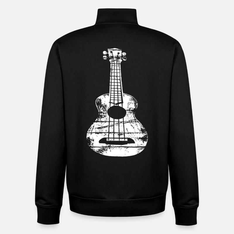 Croquis de ukulélé - Sweat zippé unisexe en coton bio Stanley/Stella - noir