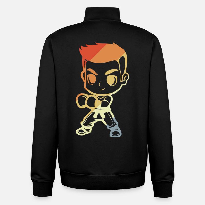 Kickboxer garçon dessin animé - Sweat zippé unisexe en coton bio Stanley/Stella - noir