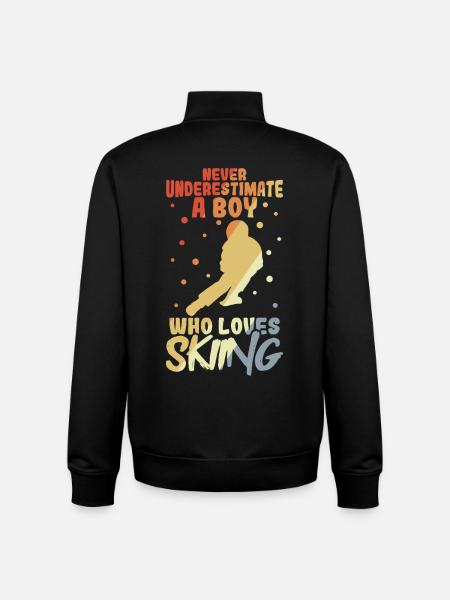 Funny ski boy - Unisex Organic Zip Sweatshirt by Stanley/Stella - black