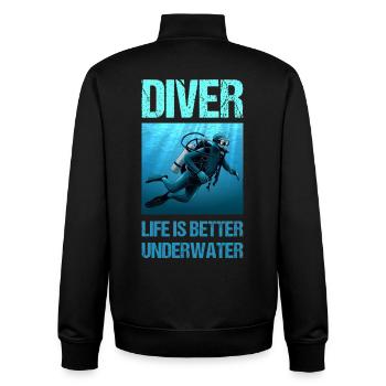 Diver life is better underwater - Unisex Organic Zip Sweatshirt von Stanley/Stella - Schwarz - Hinten - AI Model Male 185 light (185cm)