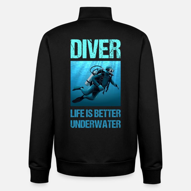 Diver life is better underwater - Unisex Organic Zip Sweatshirt by Stanley/Stella - black