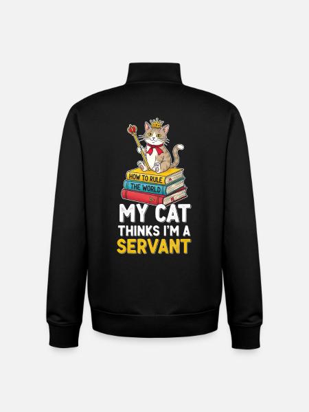 Kitten Crown Ruler Motif - Unisex Organic Zip Sweatshirt by Stanley/Stella - black