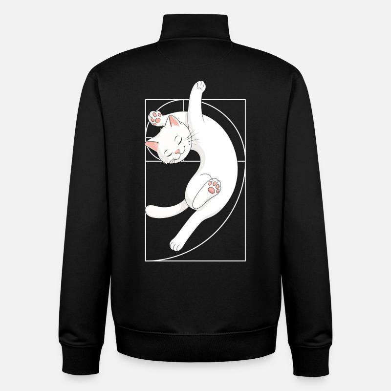 Fibonacci Spiral Cat - Unisex Organic Zip Sweatshirt by Stanley/Stella - black