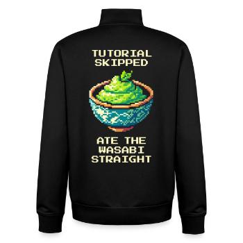 Tutoriel sauté | Wasabi mangé pur - Sweat zippé unisexe en coton bio Stanley/Stella - noir - Dos - AI Model Male 185 light (185cm)