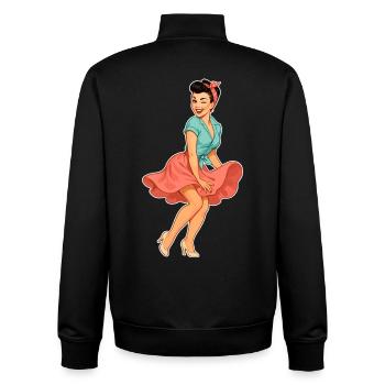 Vintage Rockabella Pin-up Girl – Retro 50s Art - Unisex Organic Zip Sweatshirt von Stanley/Stella - Schwarz - Hinten - AI Model Male 185 light (185cm)