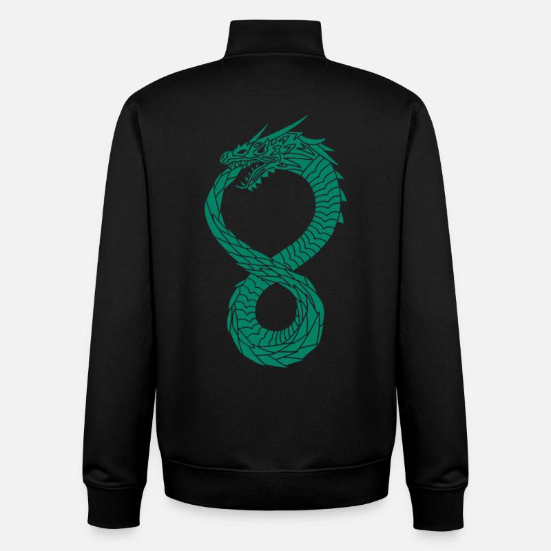 Dragon infini vert - Sweat zippé unisexe en coton bio Stanley/Stella - noir