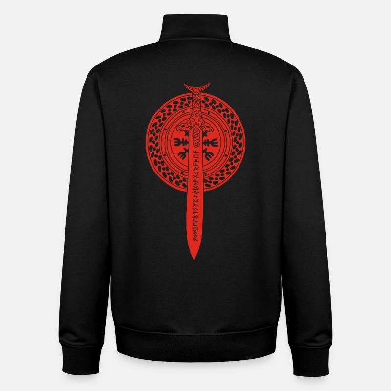 épée et bouclier viking (rouge) - Sweat zippé unisexe en coton bio Stanley/Stella - noir
