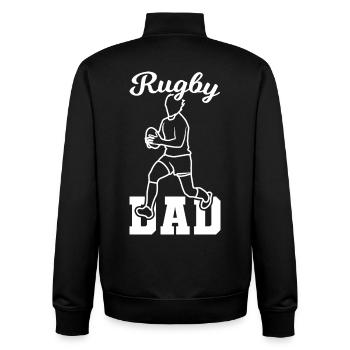 Rugby Dad - Unisex Organic Zip Sweatshirt by Stanley/Stella - black - Back - AI Model Male 185 light (185cm)