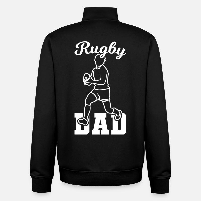 Papa rugby - Sweat zippé unisexe en coton bio Stanley/Stella - noir