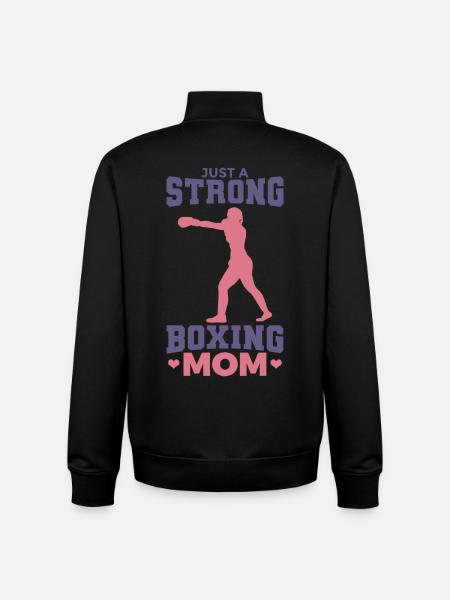 Just a strong boxer mom - Unisex Organic Zip Sweatshirt by Stanley/Stella - black