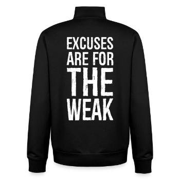 excuses are for the weak - Unisex Organic Zip Sweatshirt by Stanley/Stella - black - Back - AI Model Male 185 light (185cm)