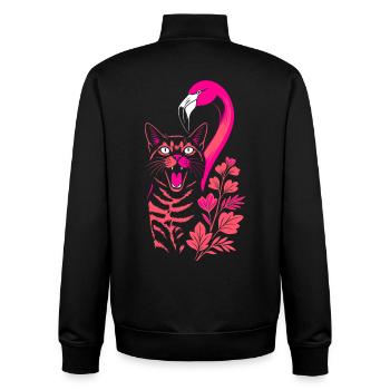 Tropische Katze & Flamingo - Sommer 2025 - Unisex Organic Zip Sweatshirt von Stanley/Stella - Schwarz - Hinten - AI Model Male 185 light (185cm)