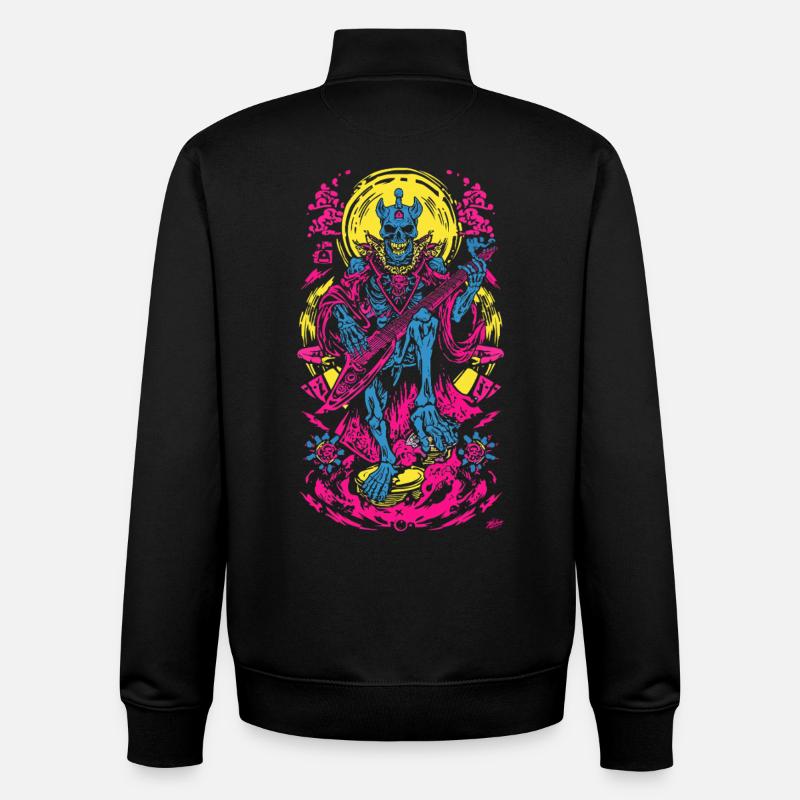 Neon Skeleton Guitariste - Sweat zippé unisexe en coton bio Stanley/Stella - noir