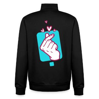 Kpop Doigt coréen en forme de cœur mignon Coréen Pop Amour - Sweat zippé unisexe en coton bio Stanley/Stella - noir - Dos - AI Model Male 185 light (185cm)
