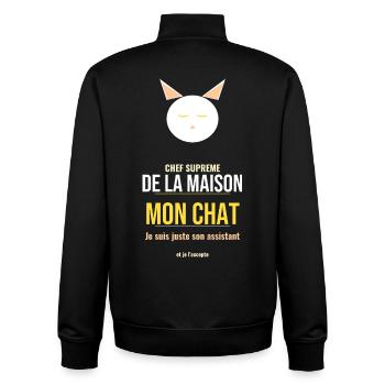 Mon Chat Chef De La Maison Humour Felin Maître - Sweat zippé unisexe en coton bio Stanley/Stella - noir - Dos - AI Model Male 185 light (185cm)