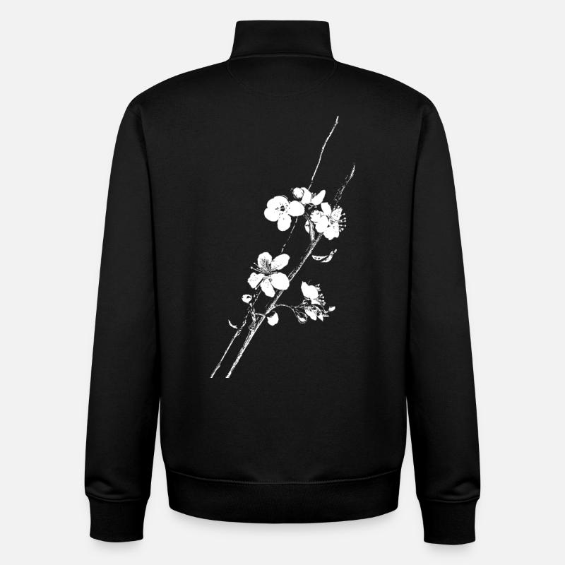 Branche des fleurs de cerisier - Sweat zippé unisexe en coton bio Stanley/Stella - noir