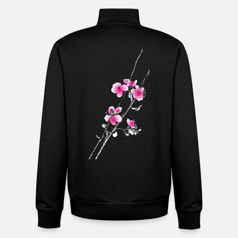 Branche des fleurs de cerisier - Sweat zippé unisexe en coton bio Stanley/Stella - noir