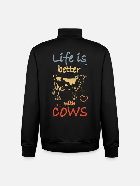 Cow lovers - Unisex Organic Zip Sweatshirt by Stanley/Stella - black