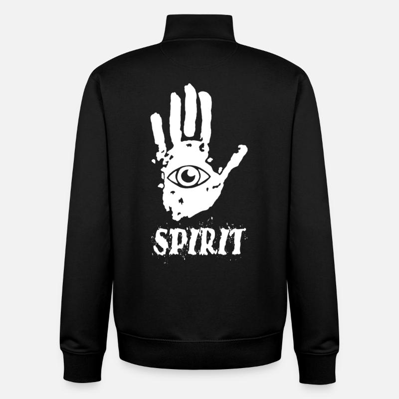 Trace de main yoga - Sweat zippé unisexe en coton bio Stanley/Stella - noir