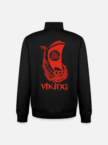 Red Viking Ship - Unisex Organic Zip Sweatshirt by Stanley/Stella - black