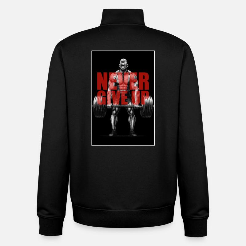 Never_Give_up_2 - Sweat zippé unisexe en coton bio Stanley/Stella - noir