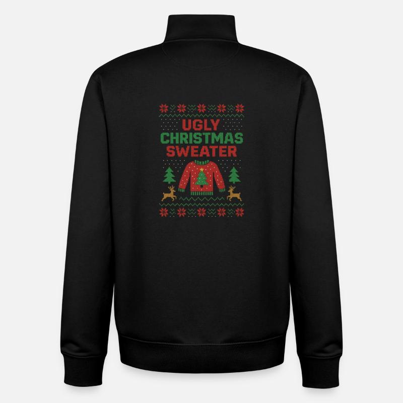 Ugly Christmas Sweater Weihnachtspullover Hässlich - Unisex Organic Zip Sweatshirt by Stanley/Stella - black