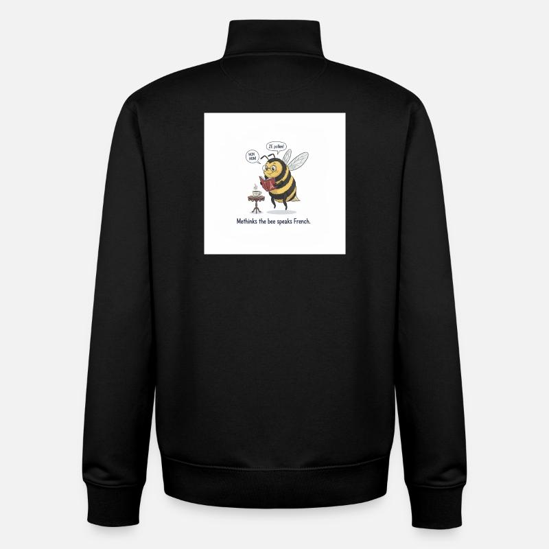 Bee Learns French: Méthinks - Unisex Organic Zip Sweatshirt by Stanley/Stella - black