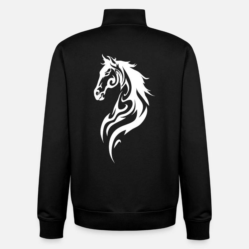 Silhouette du cheval tribal - Sweat zippé unisexe en coton bio Stanley/Stella - noir