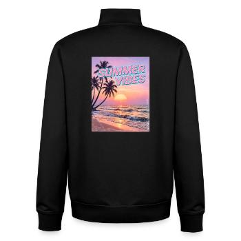 Summer Vibes Retro Sunset Beach - Sweat zippé unisexe en coton bio Stanley/Stella - noir - Dos - AI Model Male 185 light (185cm)