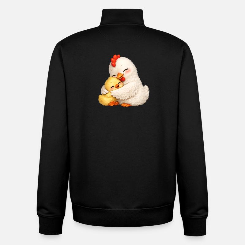 Maman Poule câline son bébé - Sweat zippé unisexe en coton bio Stanley/Stella - noir