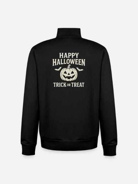 Halloween Pumpkin Trick or Treat - Unisex Organic Zip Sweatshirt by Stanley/Stella - black