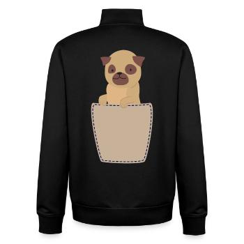 Brusttasche mit Mops - Unisex Organic Zip Sweatshirt von Stanley/Stella - Schwarz - Hinten - AI Model Male 185 light (185cm)