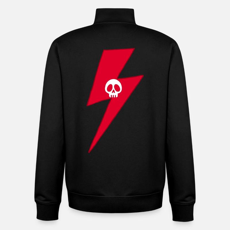 Crâne et éclair rouge - Sweat zippé unisexe en coton bio Stanley/Stella - noir