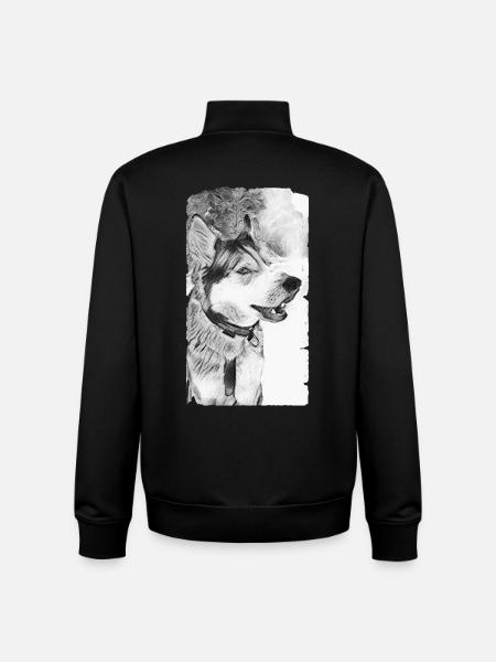 Husky Dog Black White - Unisex Organic Zip Sweatshirt by Stanley/Stella - black