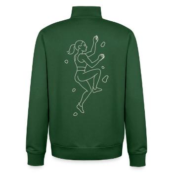 Silhouette du bloc | Grimpeur minimaliste - Sweat zippé unisexe en coton bio Stanley/Stella - vert bouteille - Dos - AI Model Male 185 dark (185cm)