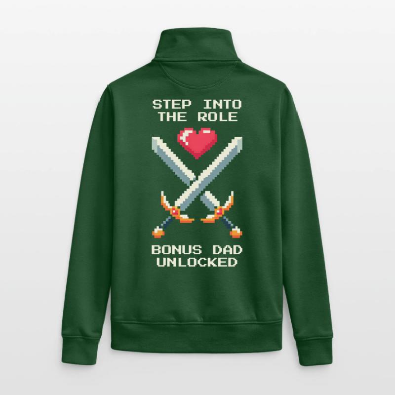 Bonus Dad Unlocked | Stepdad Patchwork Unisex Organic Zip Sweatshirt by Stanley/Stella