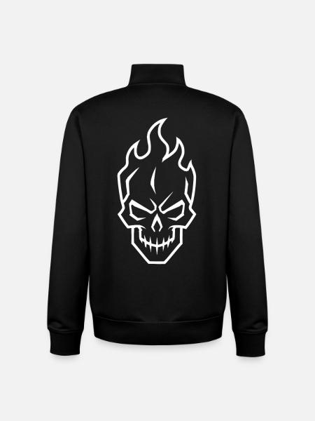 Flaming Skull Silhouette Gamer Icon - Unisex Organic Zip Sweatshirt by Stanley/Stella - black