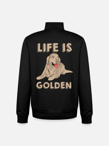 Golden Retriever Dog - Unisex Organic Zip Sweatshirt by Stanley/Stella - black