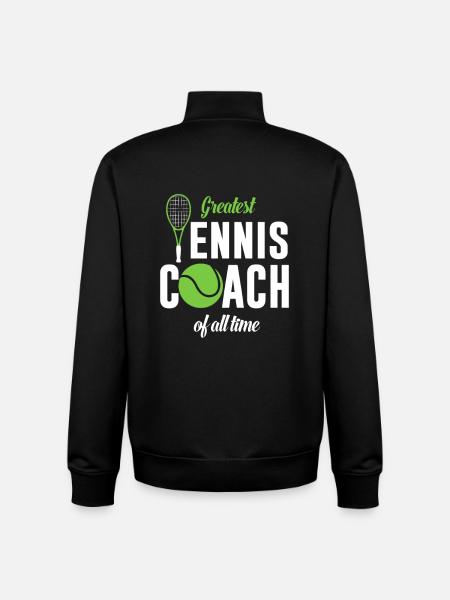 Largest tennis coach ever - Unisex Organic Zip Sweatshirt by Stanley/Stella - black