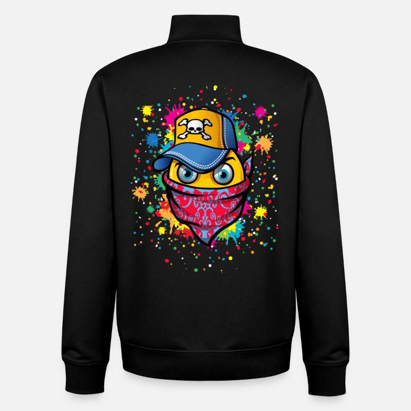 Masque et graffitis - Sweat zippé unisexe en coton bio Stanley/Stella - noir