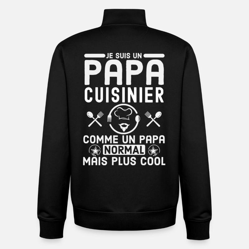 Papa cuisinier 2 - Sweat zippé unisexe en coton bio Stanley/Stella - noir