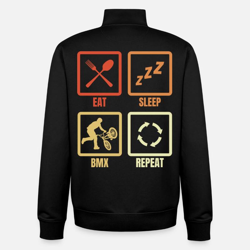 BMX Routine - Sweat zippé unisexe en coton bio Stanley/Stella - noir