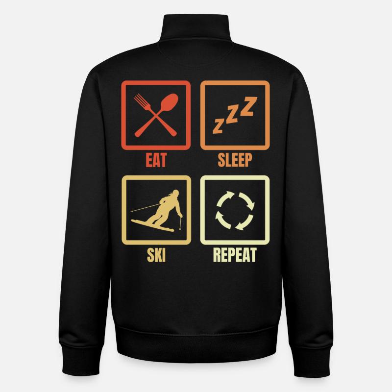 Eating, sleeping, skiing, repeating - Unisex Organic Zip Sweatshirt by Stanley/Stella - black