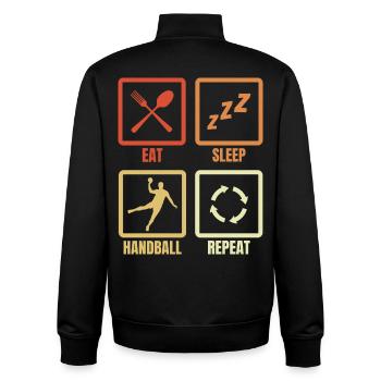 Nourriture, sommeil, handball, répétition - Sweat zippé unisexe en coton bio Stanley/Stella - noir - Dos - AI Model Male 185 light (185cm)
